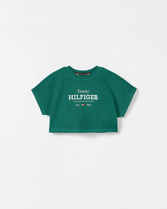 Exclusive Hilfiger Girls Crop Top Tee - Premium Green