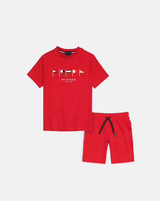 Exclusive Hilfiger Flag KIds Tracksuit - Red