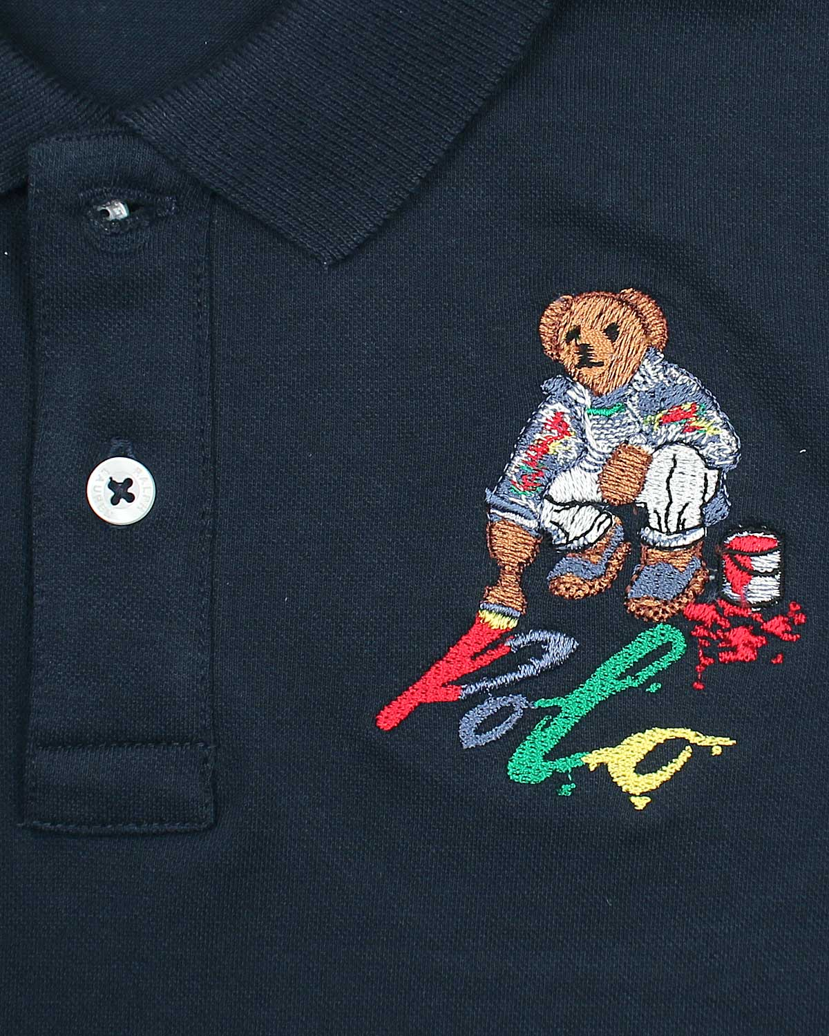 Premium Kids Color Bear Polo - Navy Blue