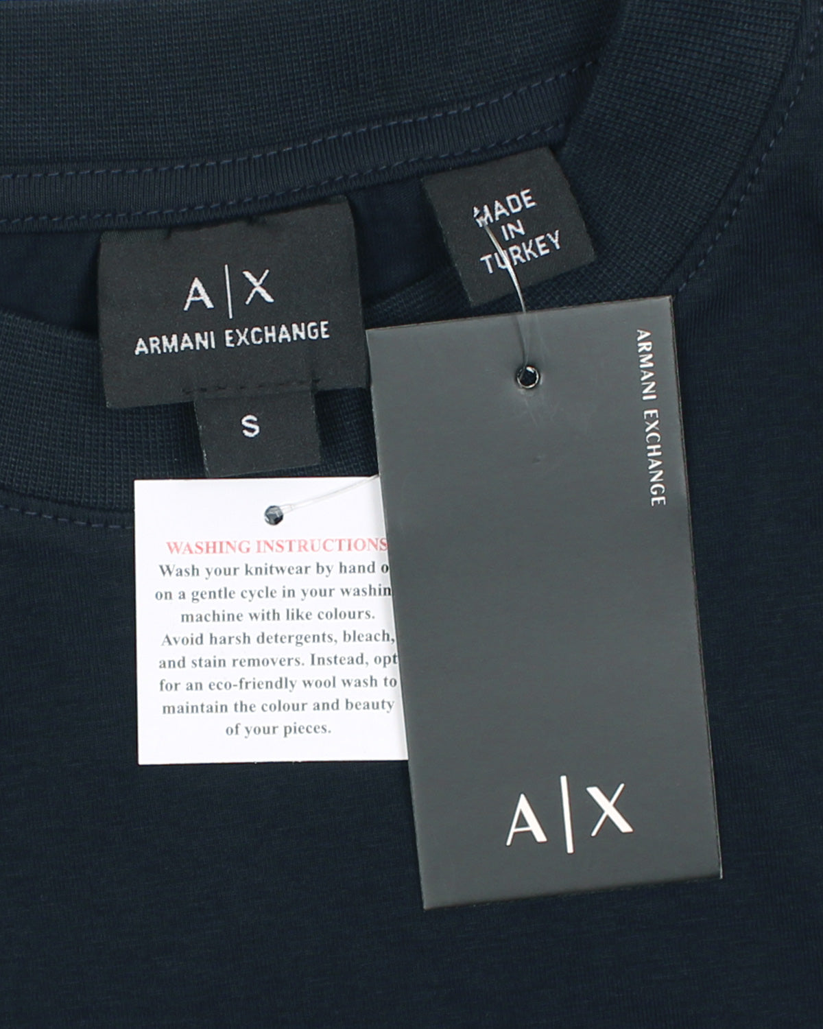A-X Men's Oversized Logo Embroidered T-Shirt – Navy Blue