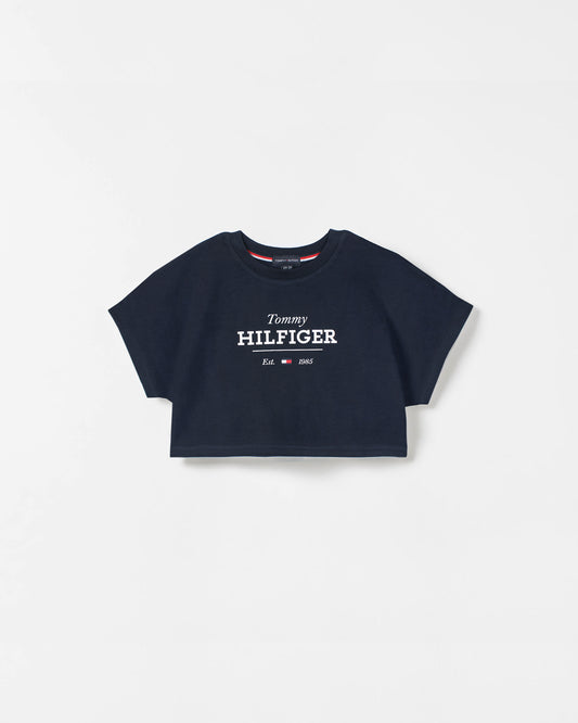 Exclusive Hilfiger Girls Crop Top Tee - Navy Blue