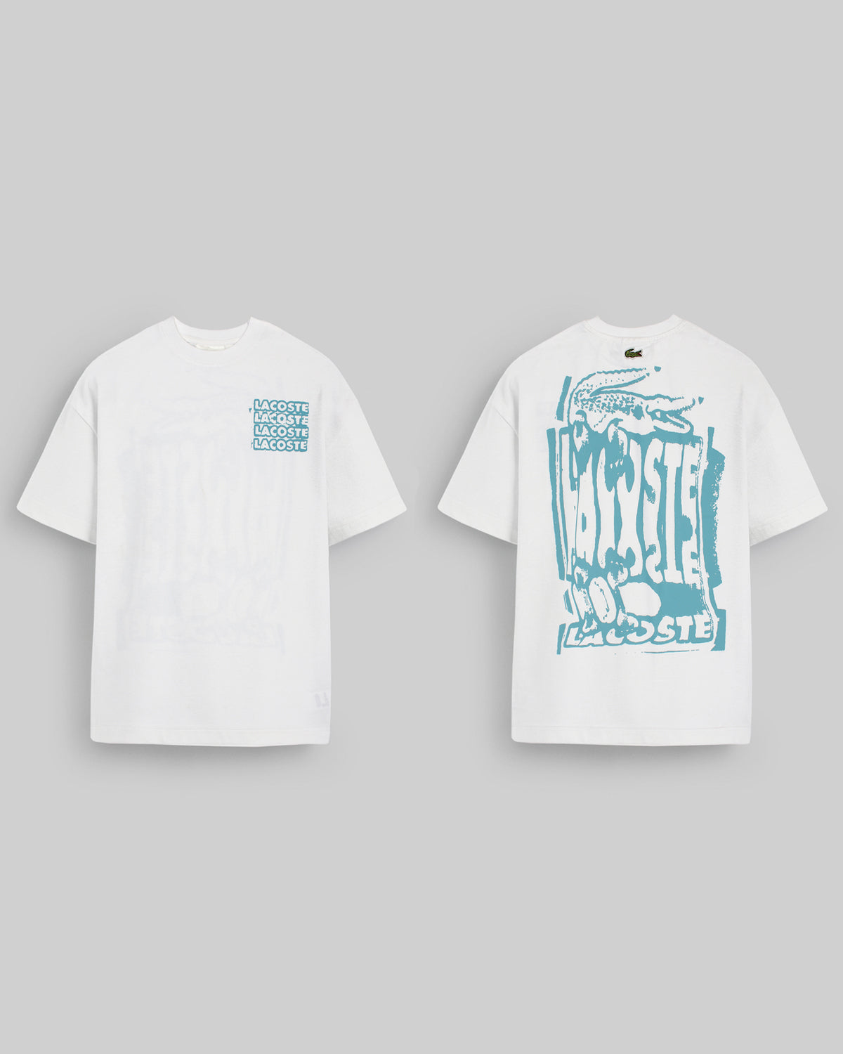 Lac. Oversized Front Back Men Tee - White