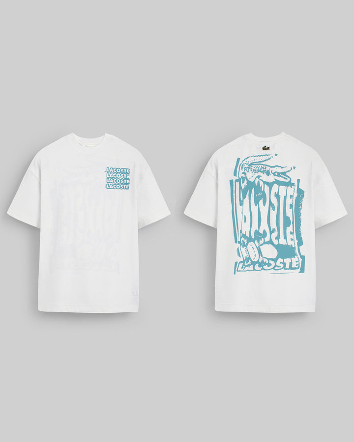 Lac. Oversized Front Back Men Tee - White