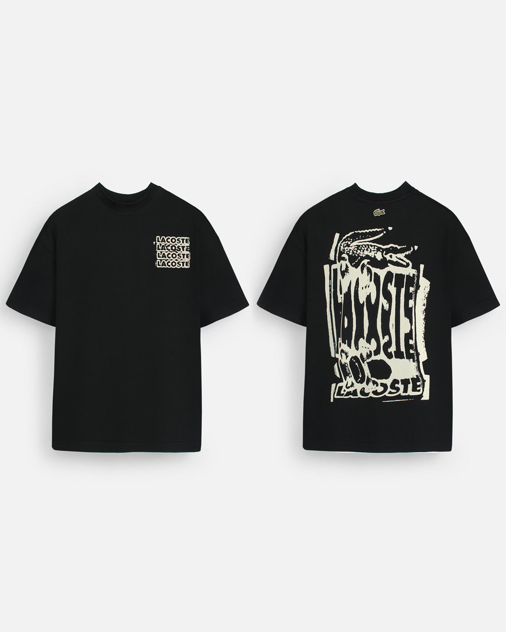 Lac. Oversized Front Back Men Tee - Black