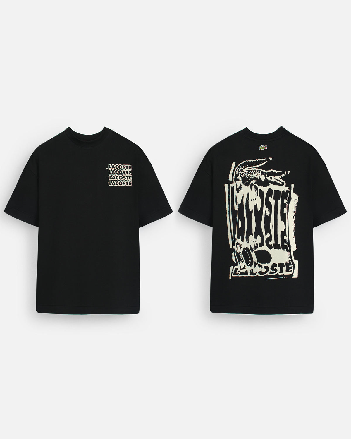 Lac. Oversized Front Back Men Tee - Black