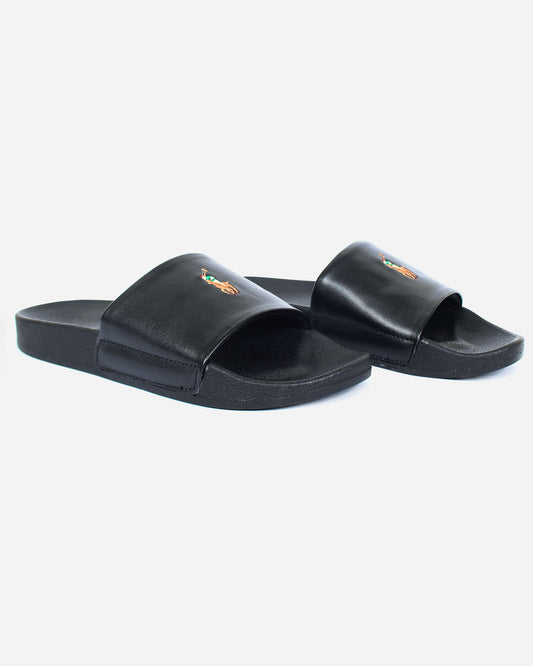 Premium Leather Multi Pony Slide - Black