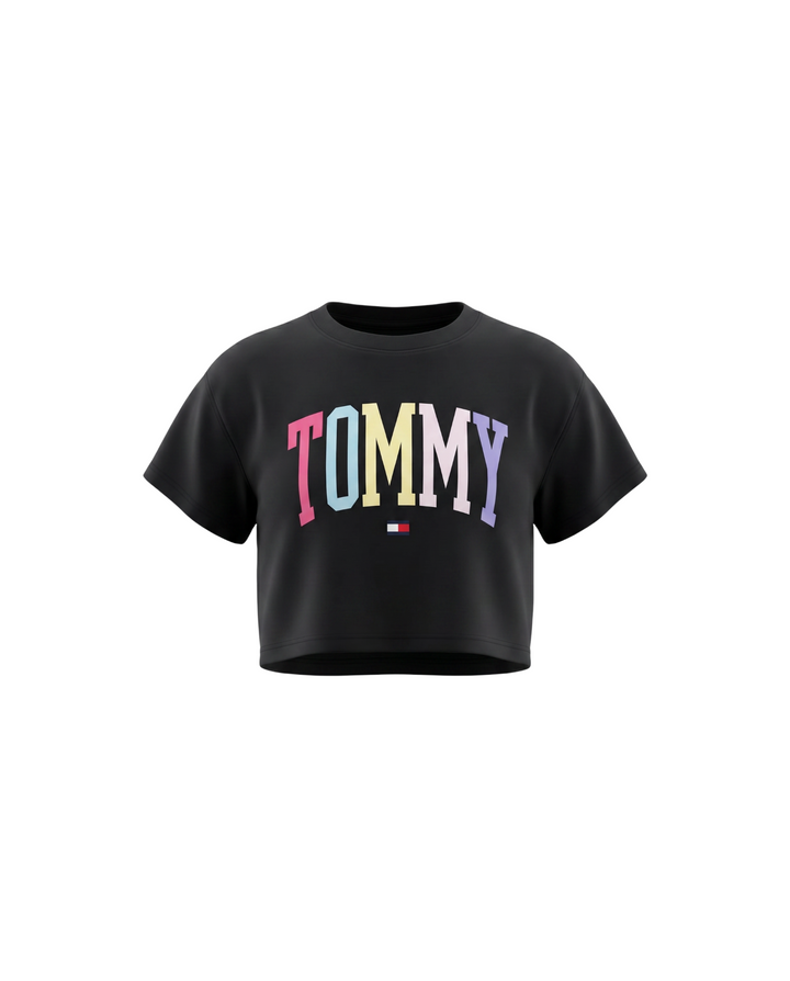 Baby Girls Cropped Tom. T Shirt - Black