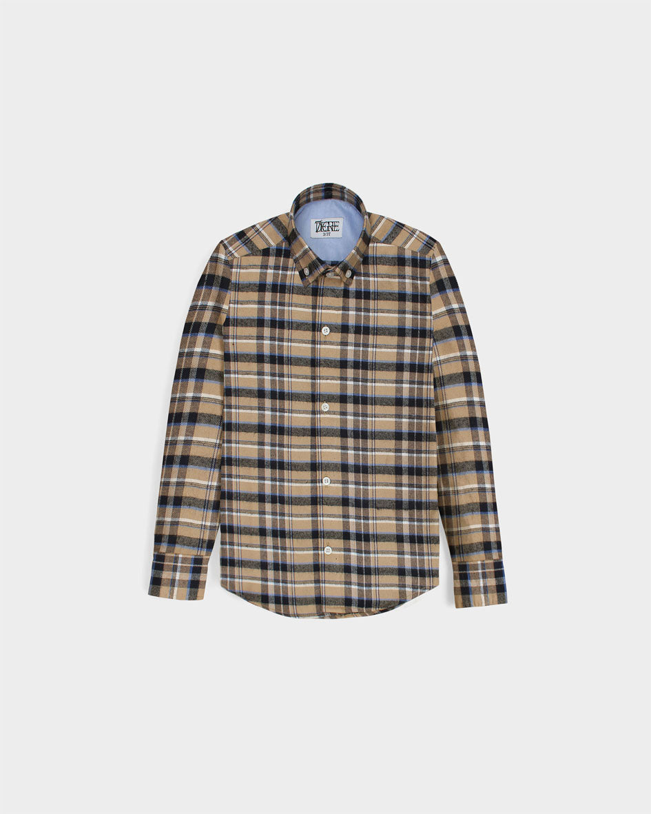 Kids Woven Checkered Shirt - Beige