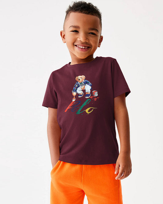 Exclusive Bear Polo Kids Tee - Maroon