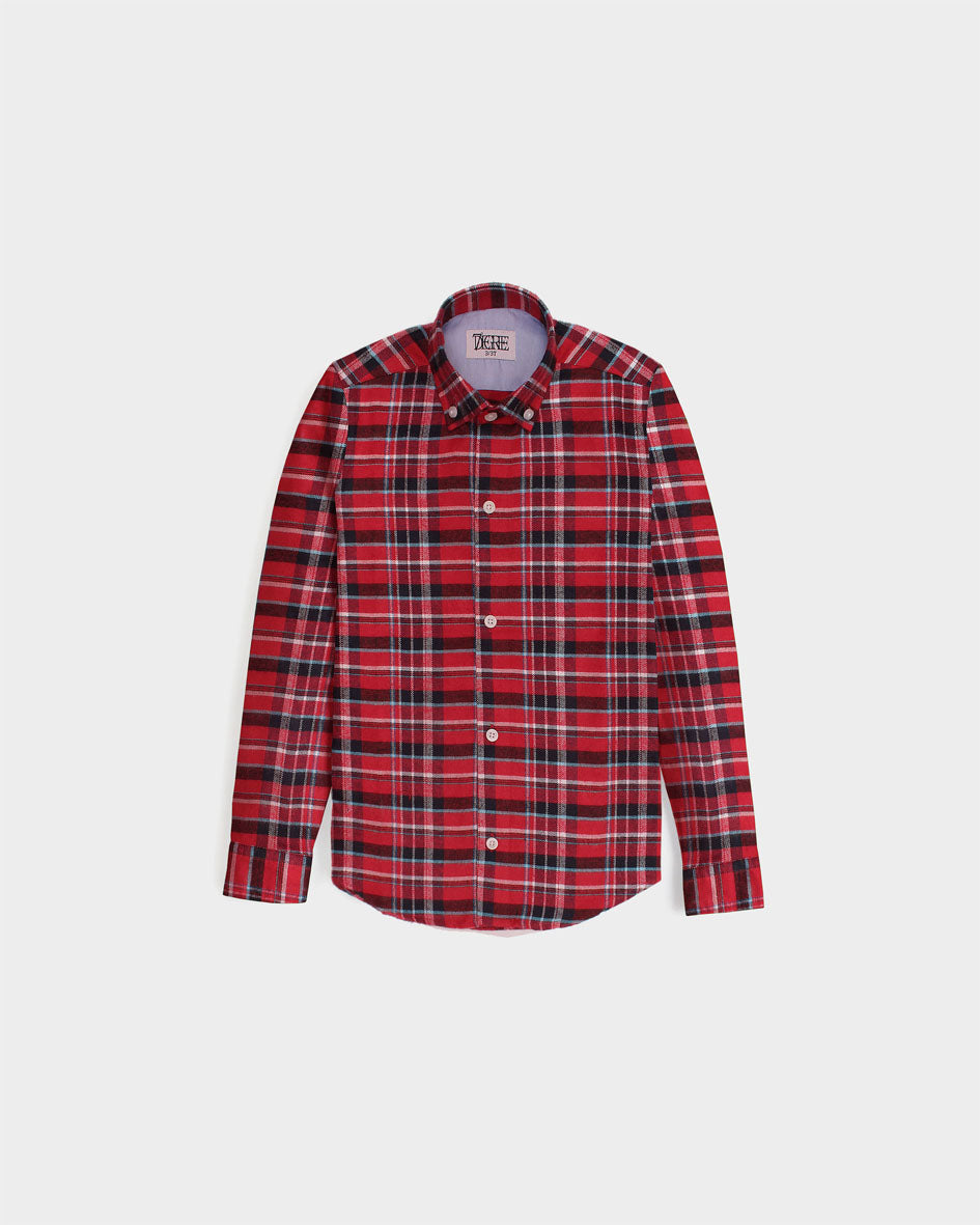 Kids Multi Line Checkered Shirt - Red