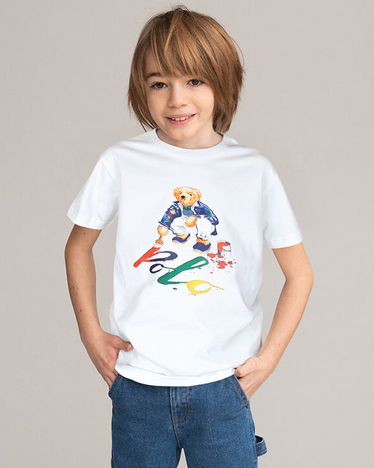 Exclusive Bear Polo Kids Tee - White