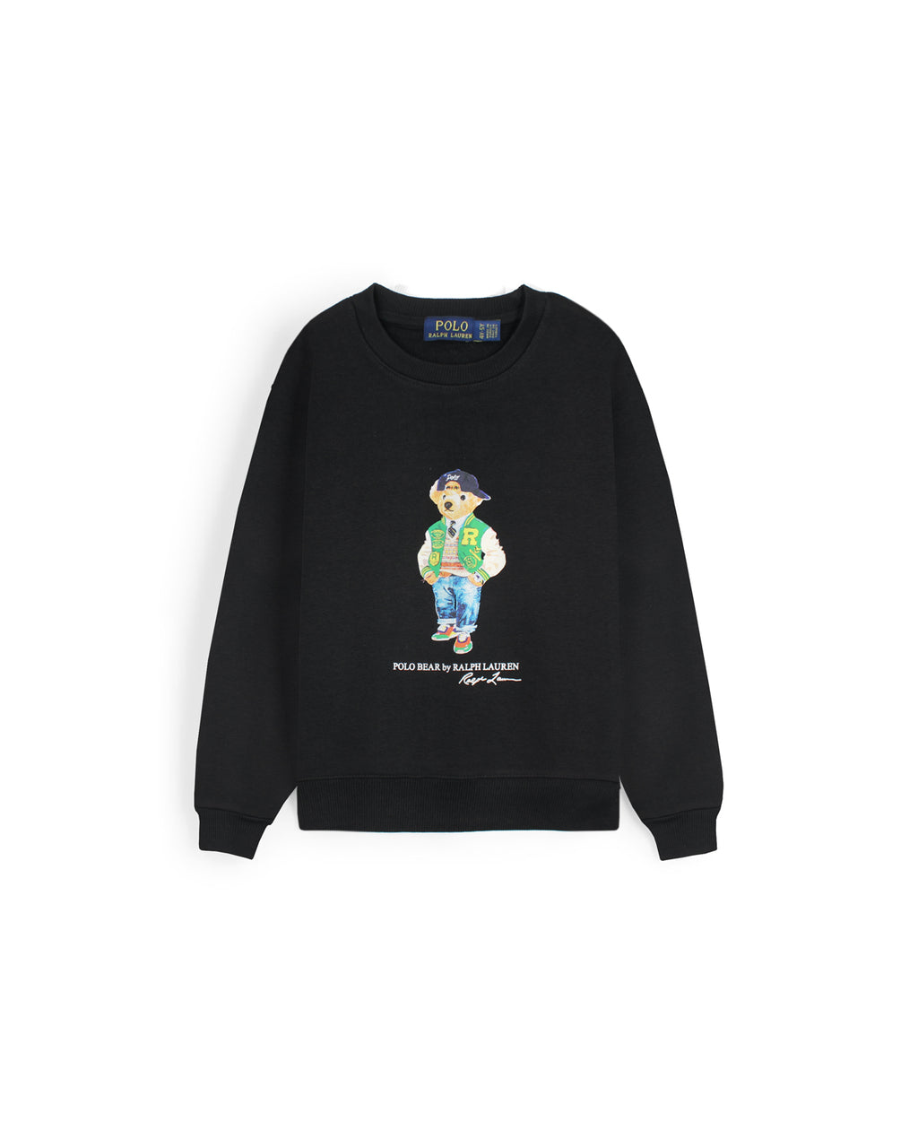 Kids Iconic Green Bear Sweat - Black