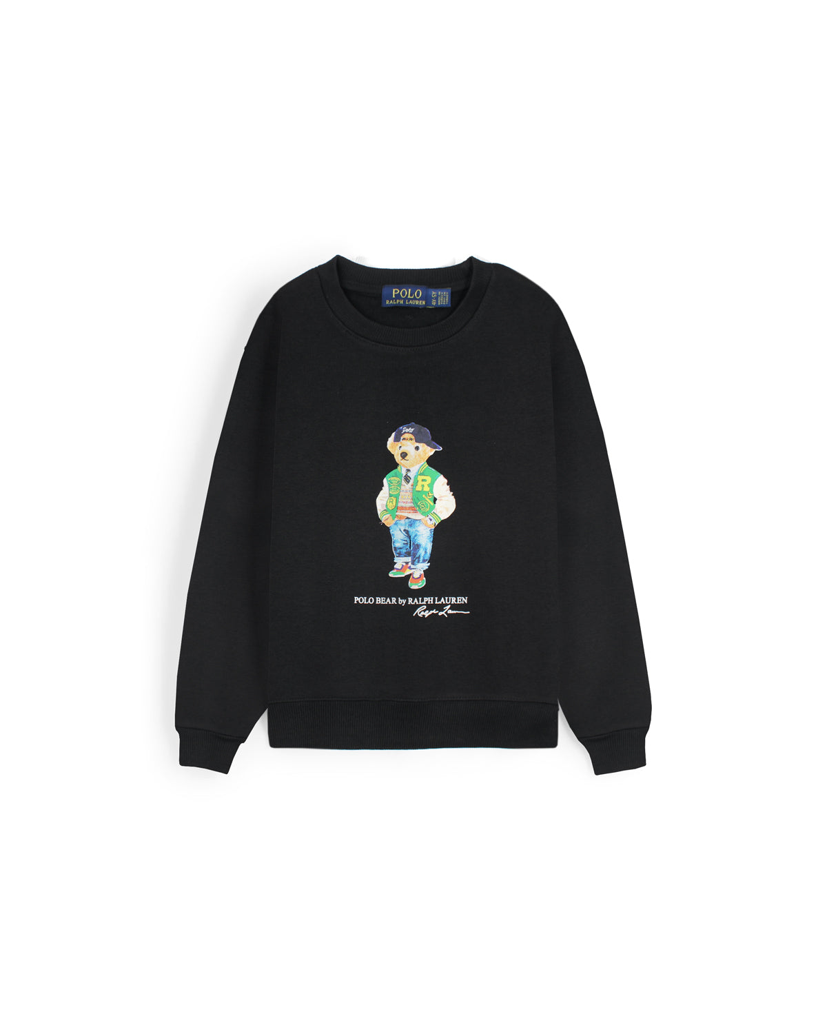 Kids Iconic Green Bear Sweat - Black