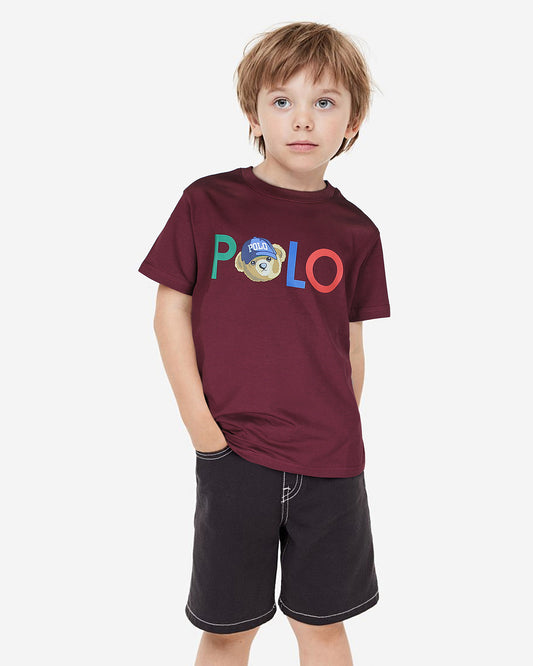 Exclusive Kids Polo Bear Tee - Maroon