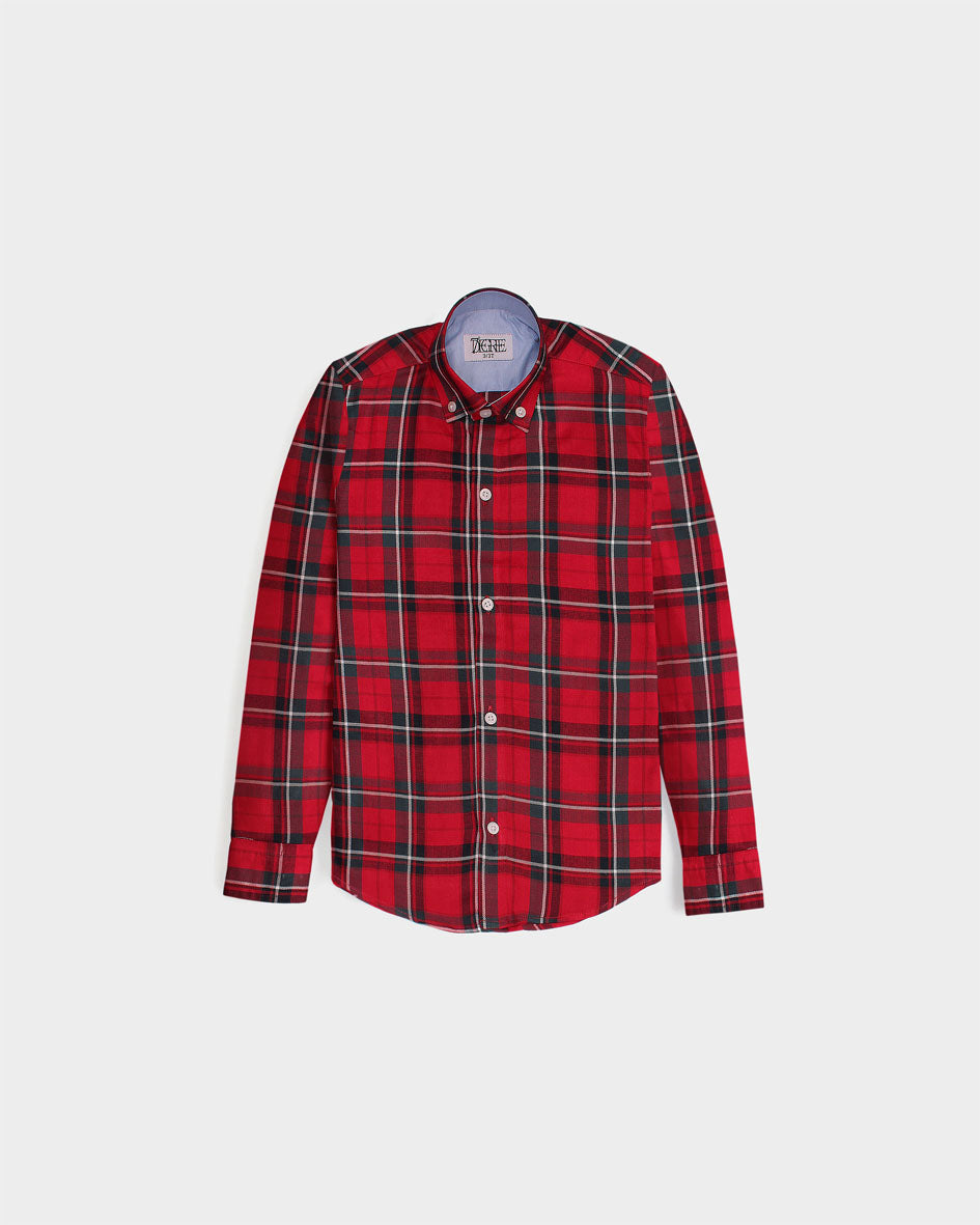 Kids Complex Checkered Shirt - Red
