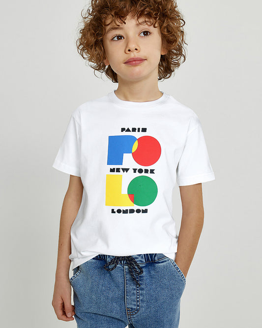 Exclusive Multi Polo Kids Tee - White