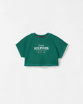 Exclusive Hilfiger Girls Crop Top Tee - Premium Green