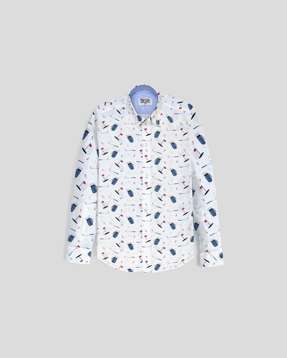 Kids Multi Printed Shirt - White