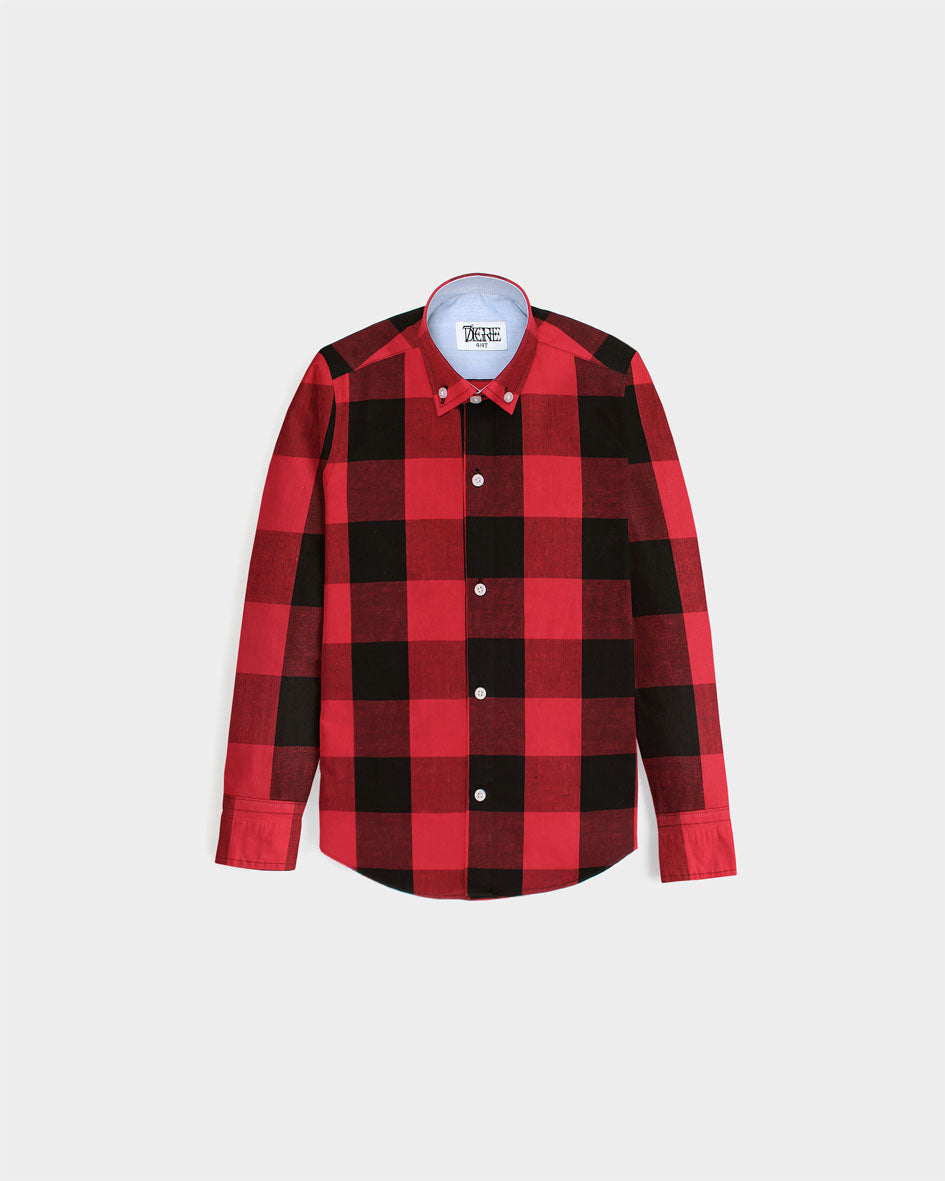 Kids Big Checkered Shirt - Red