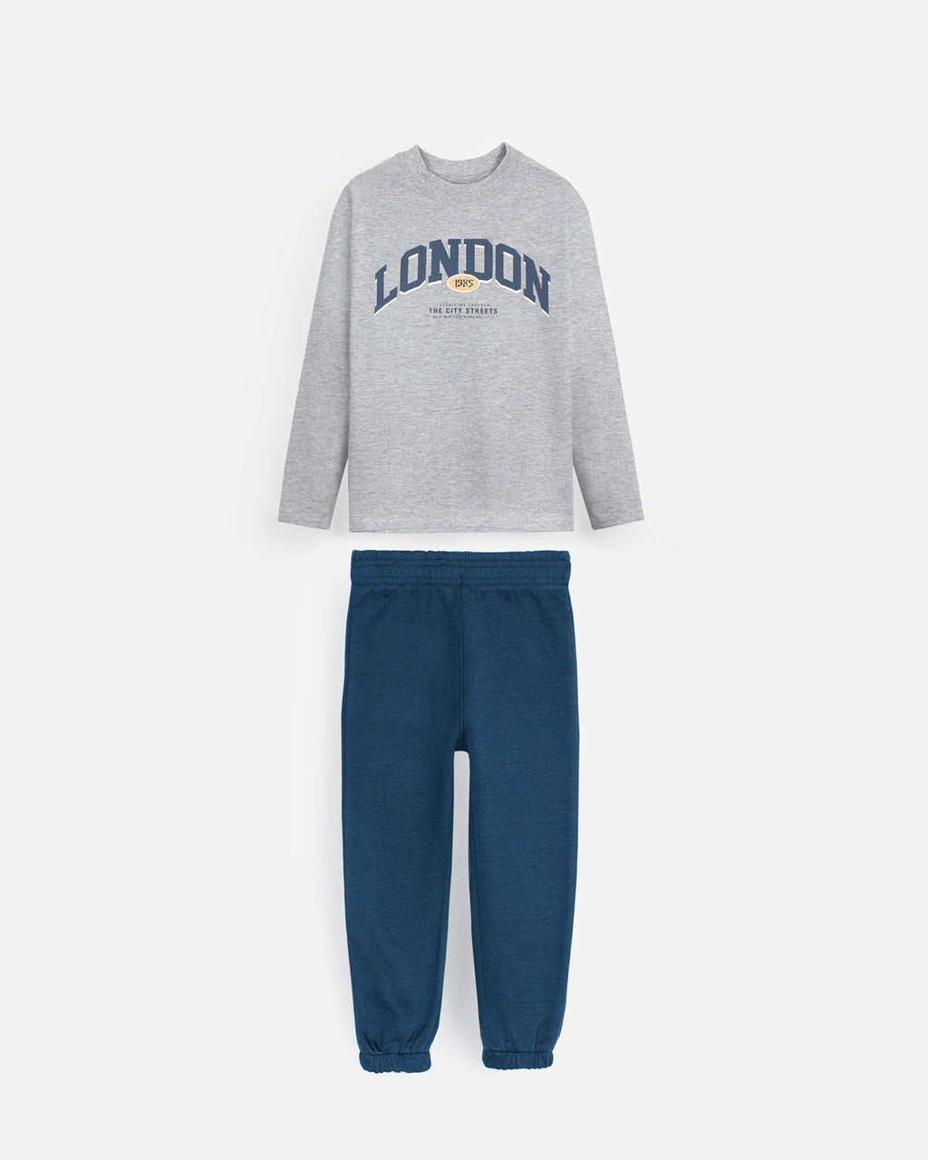 Kids London Print Loungewear Set - Grey & Blue