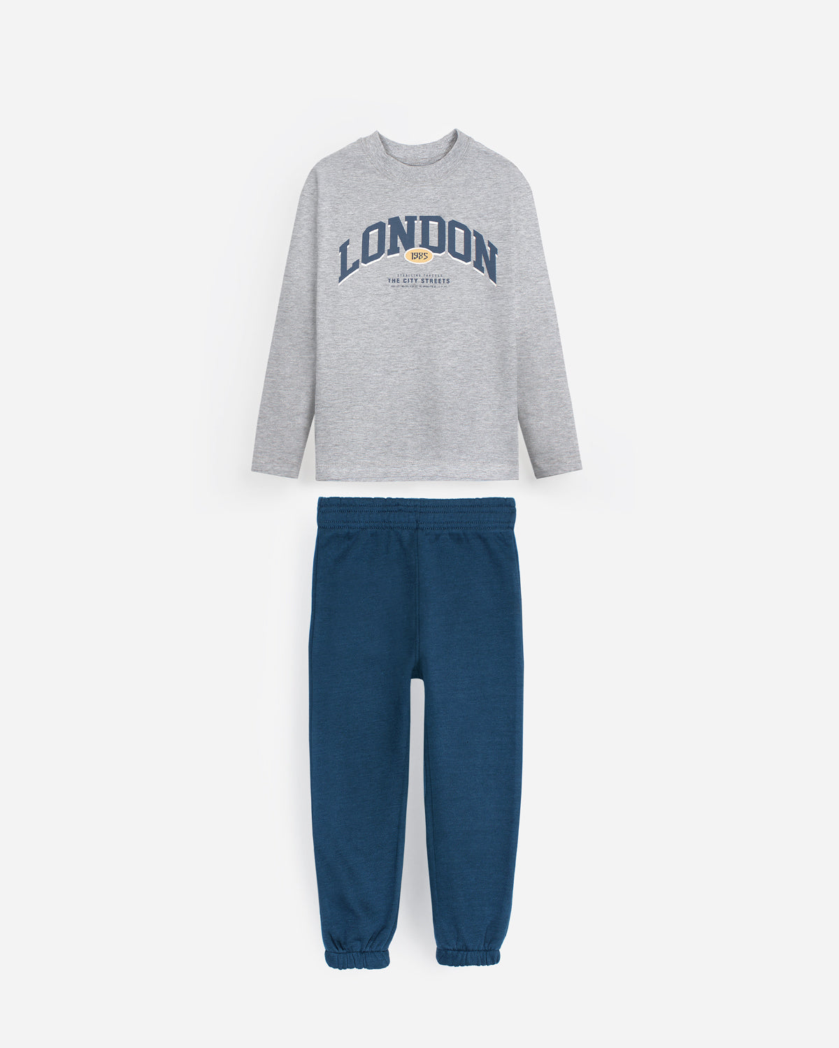 Kids London Print Loungewear Set - Grey & Blue