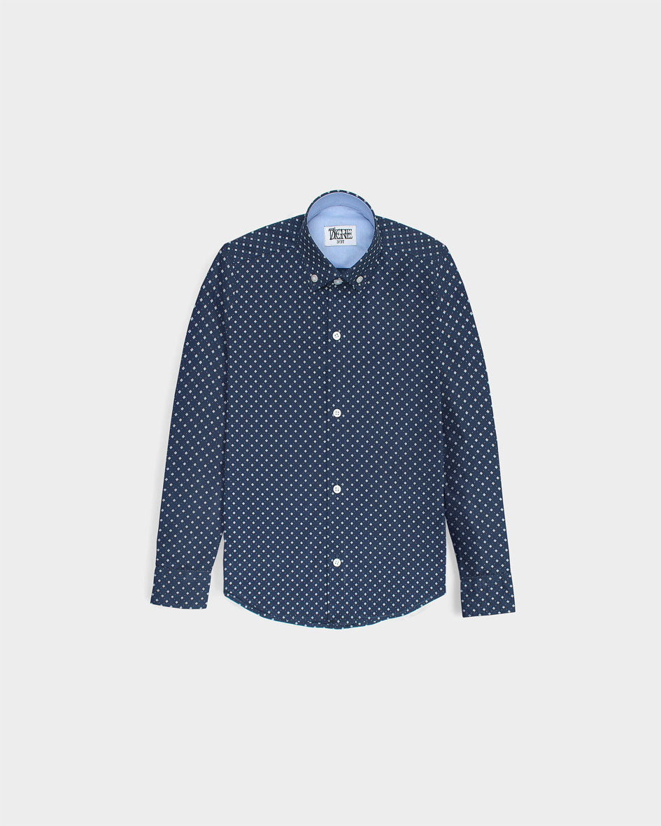 Kids Polka Printed Shirt - Navy Blue