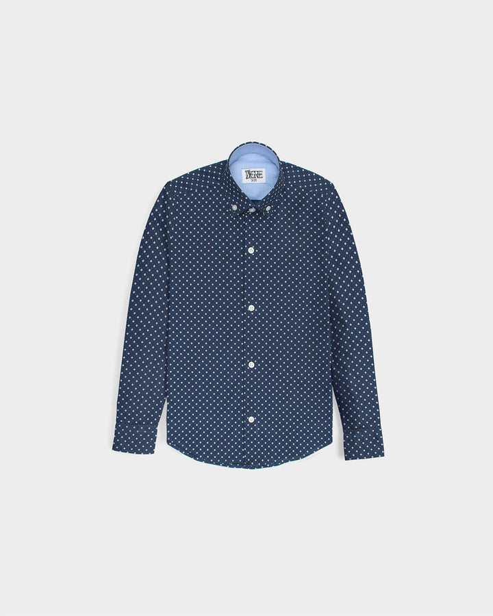 Kids Polka Printed Shirt - Navy Blue