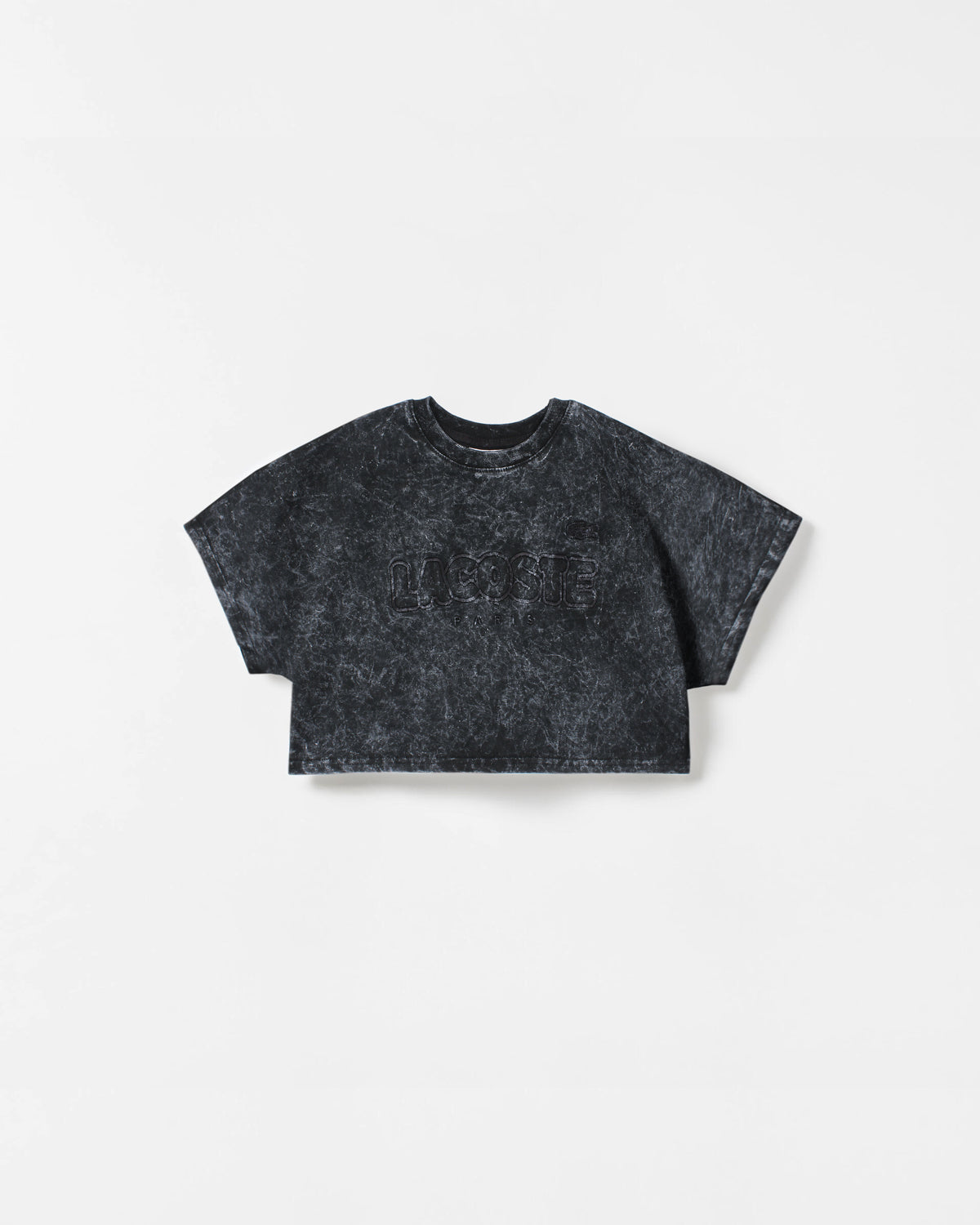 Lac. Baby Girl Acid Wash Cropped T-Shirt - Black