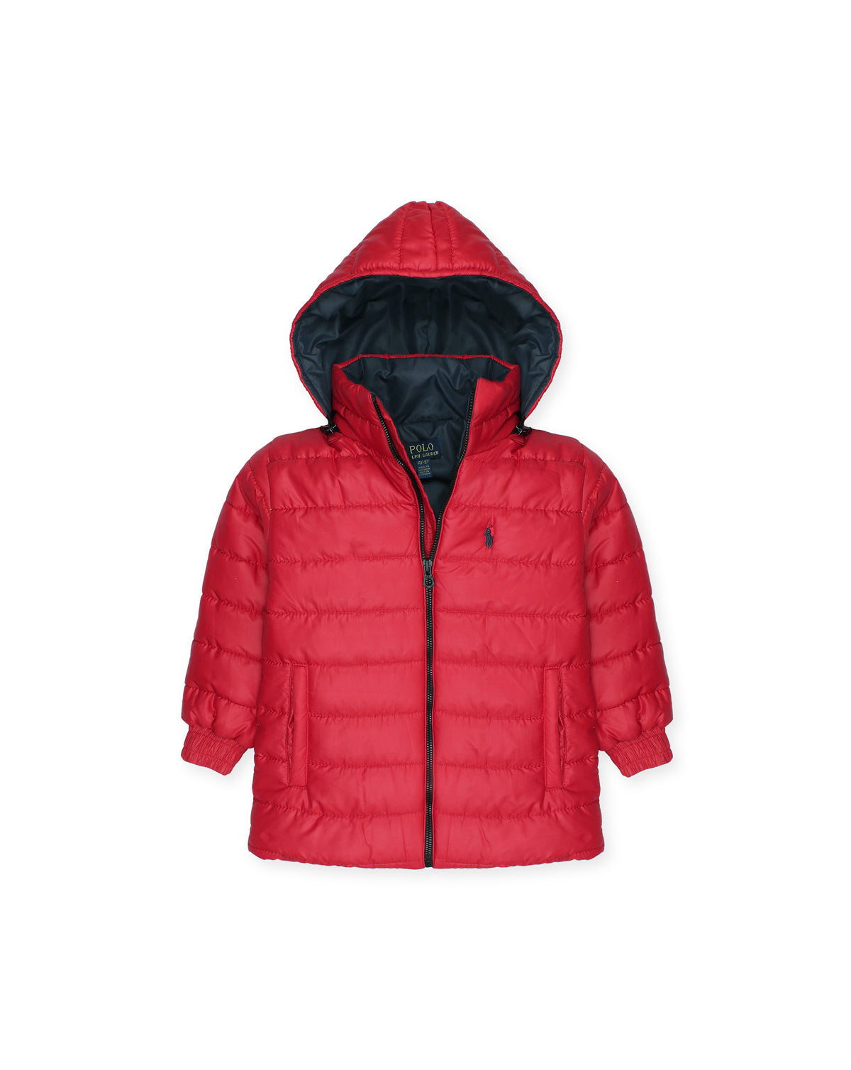 Kids Puffer Hooded R-L Jacket - Red