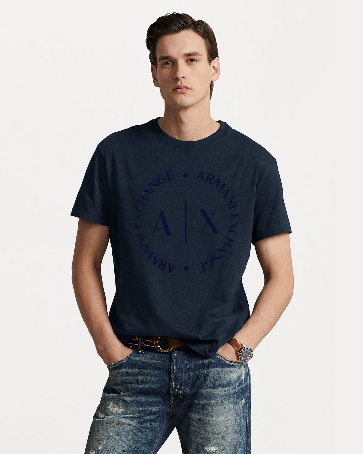 Premium A-X Flog Men Tee - Navy Blue