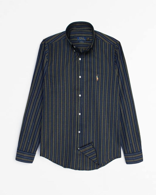 Premium Down Button Lined Shirt - Golden & Blue