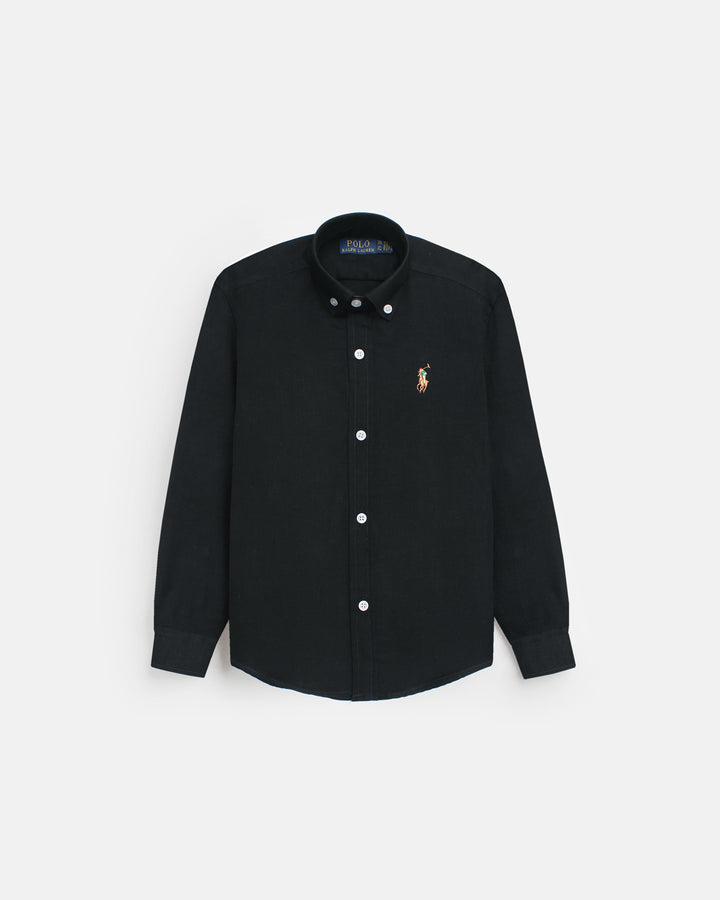 Kids Button Down Oxford Shirt - Black