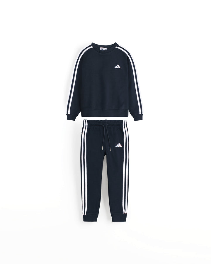 Kids Stripped Tracksuit - Navy Blue