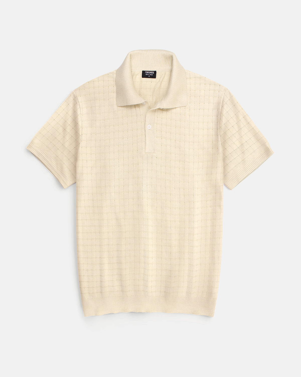 Men's Knitted Block Polo Shirt - Off White