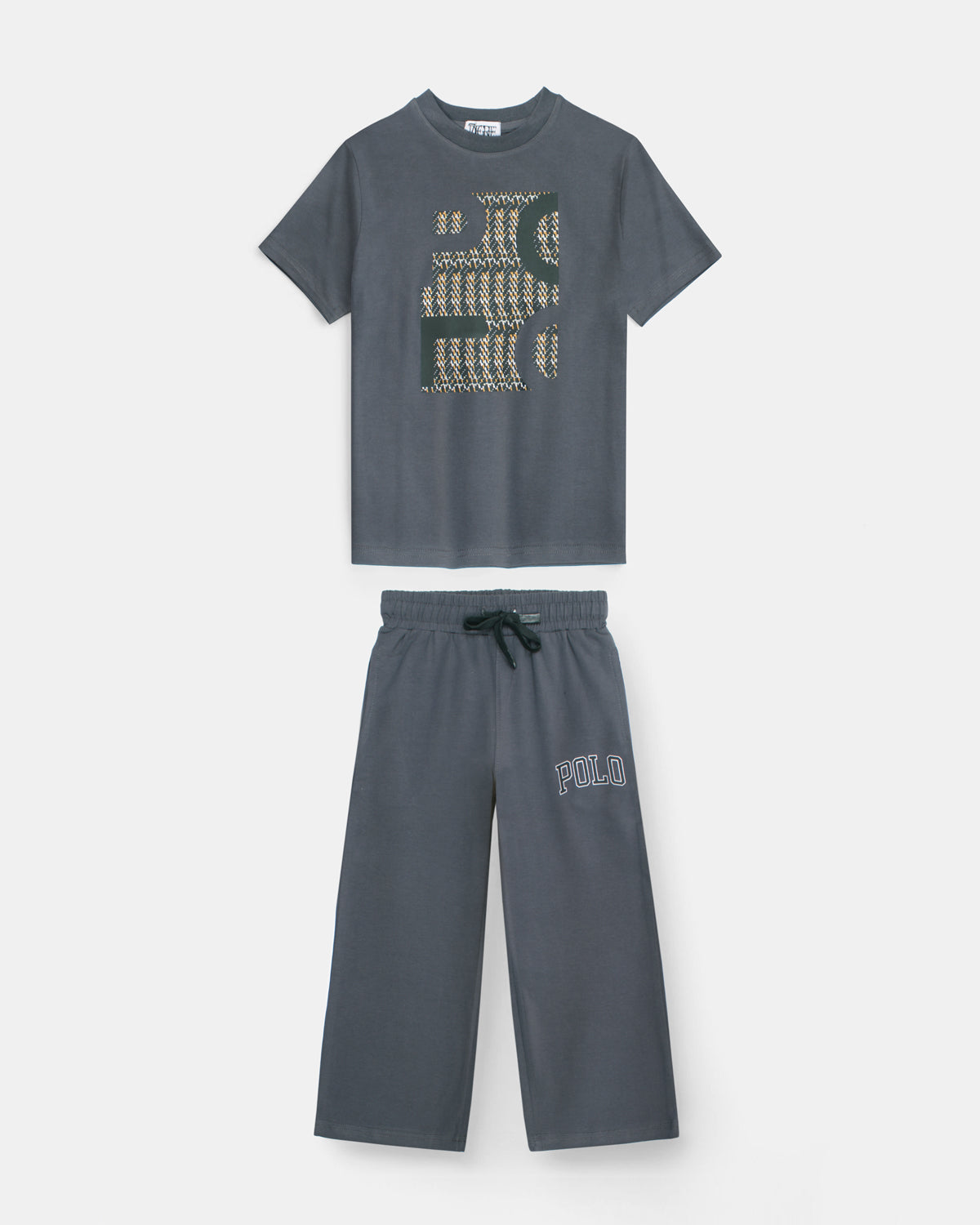 Kids Polo Tracksuit Set - Grey