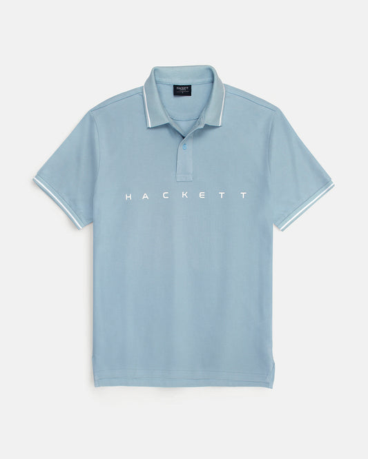Premium HKT Men Tipped Polo Shirt - Sky Blue