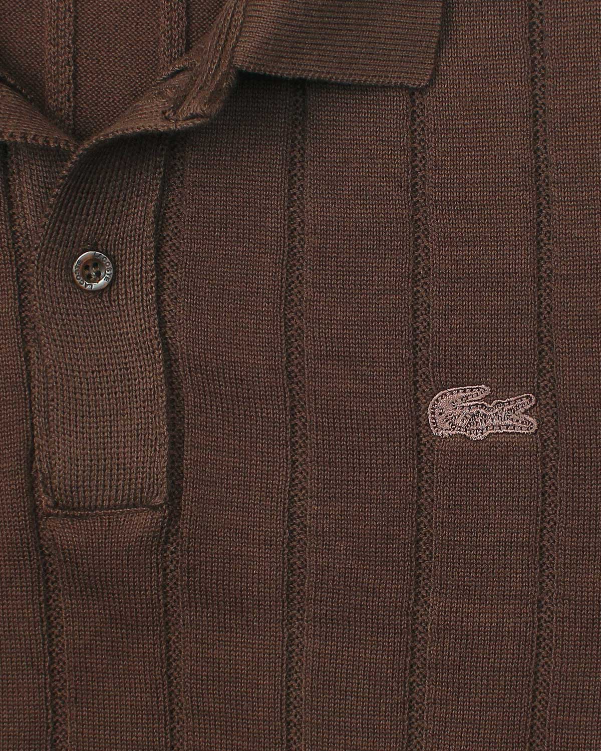 Iconic Lac. Knitted Polo Shirt - Brown