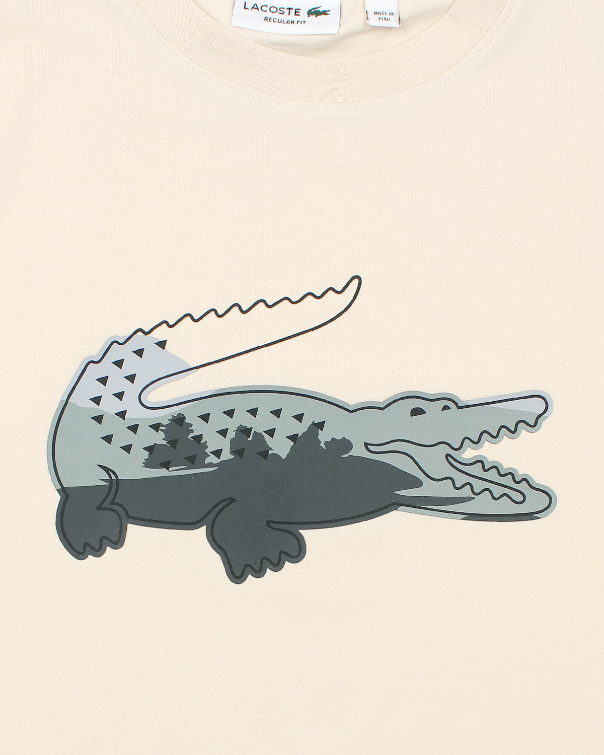 Men’s lac. Iconic Crocodile Print T Shirt - Off White