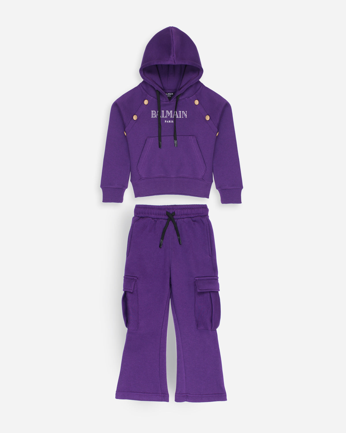 Hodded Baby Girls Tracksuit Set - Purple
