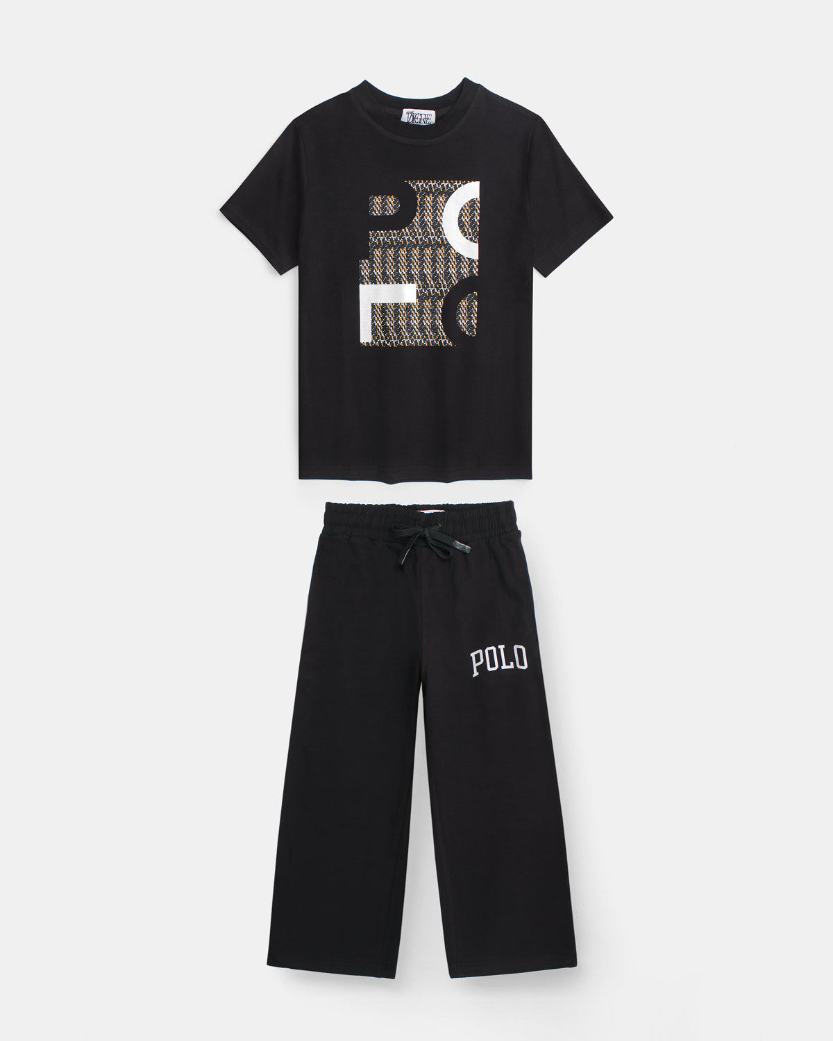 Kids Polo Tracksuit Set - Black