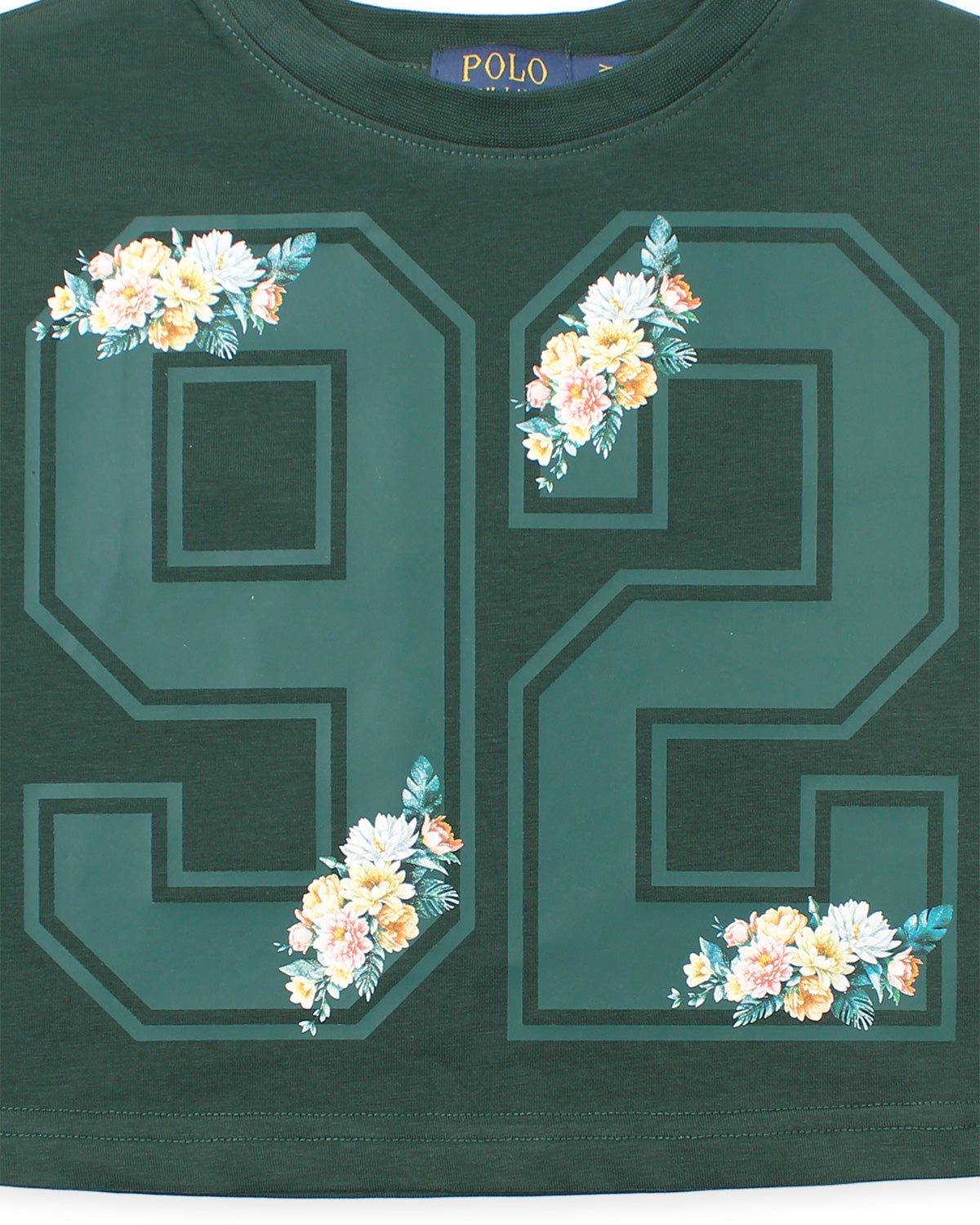 Baby Girls Cropped Flowered T Shirt - Green
