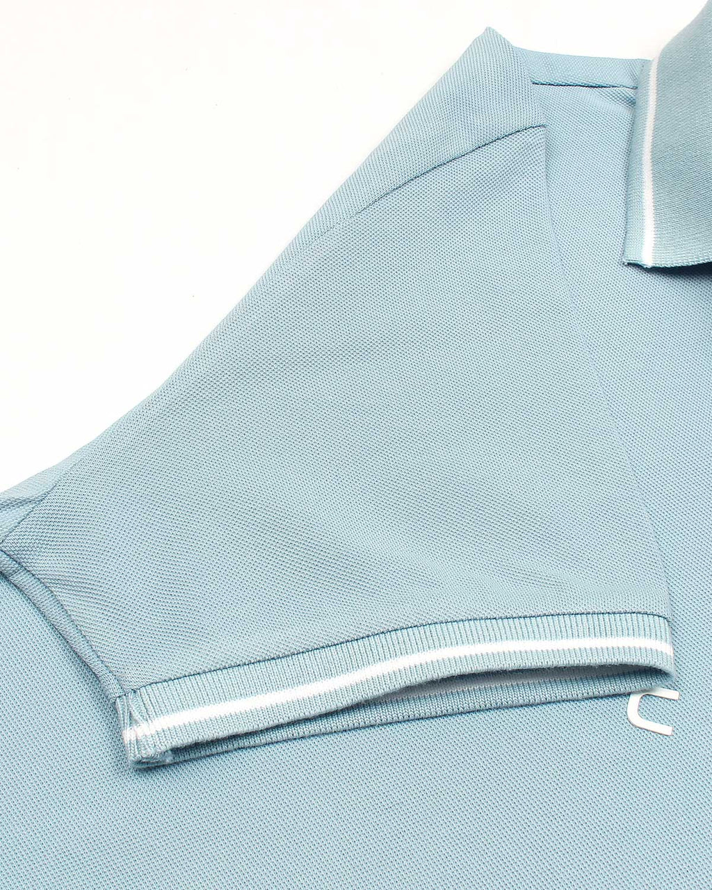 Premium HKT Men Tipped Polo Shirt - Sky Blue