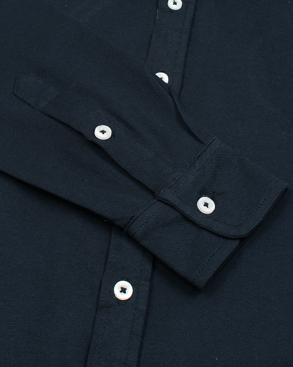 Premium Mesh Pique R/L Men Oxford Shirt - Navy Blue