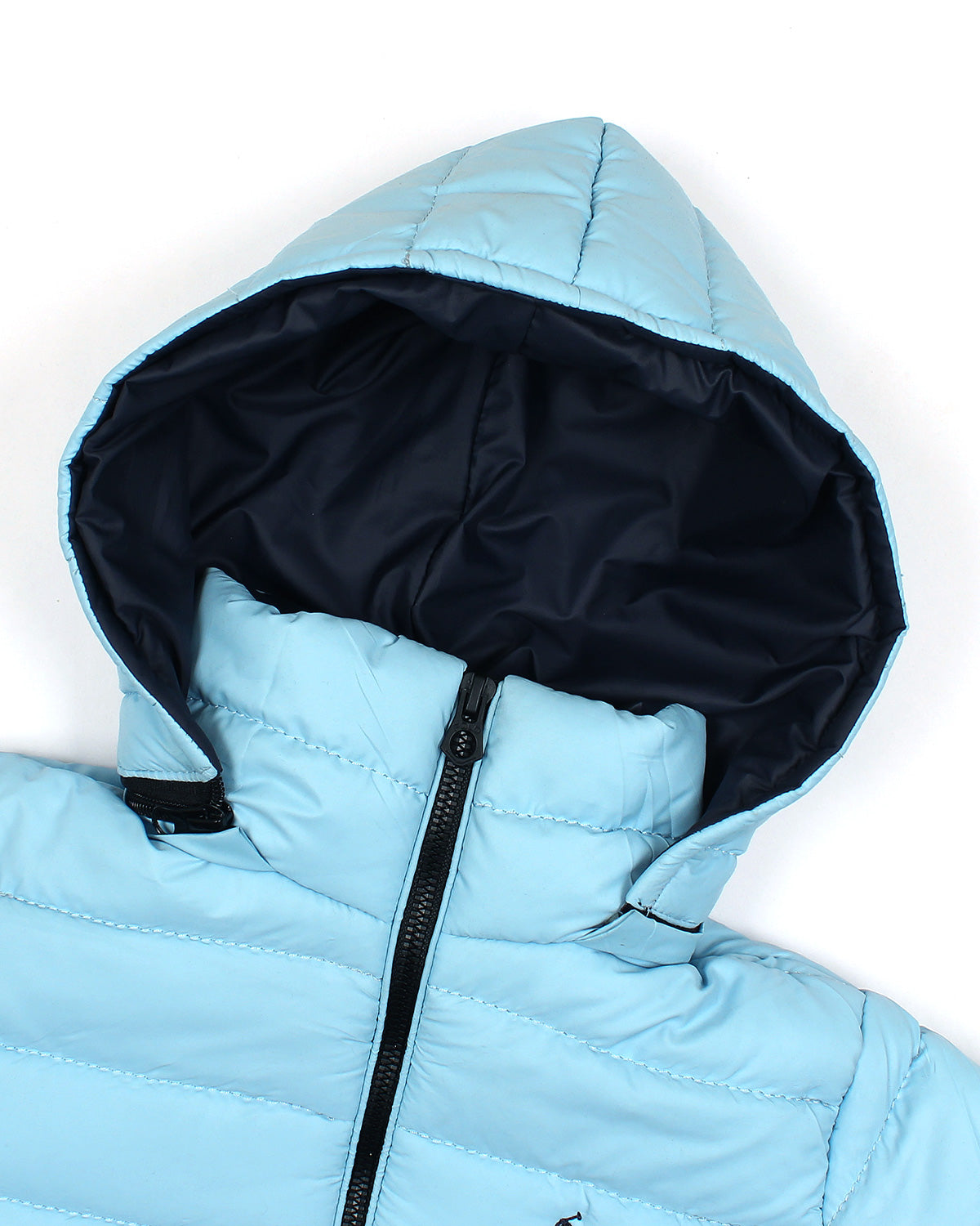 Kids Puffer Hooded R-L Jacket - Ice Blue