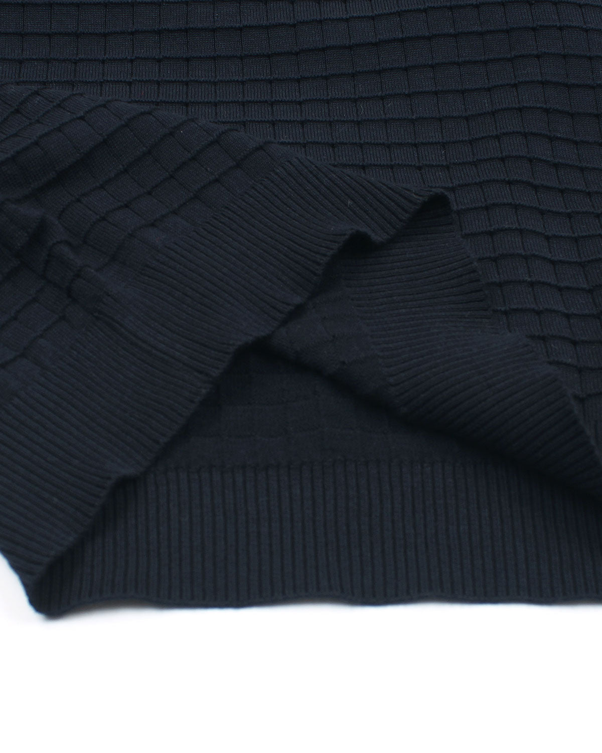 Men's Knitted Crew Neck T Shirt - Navy Blue