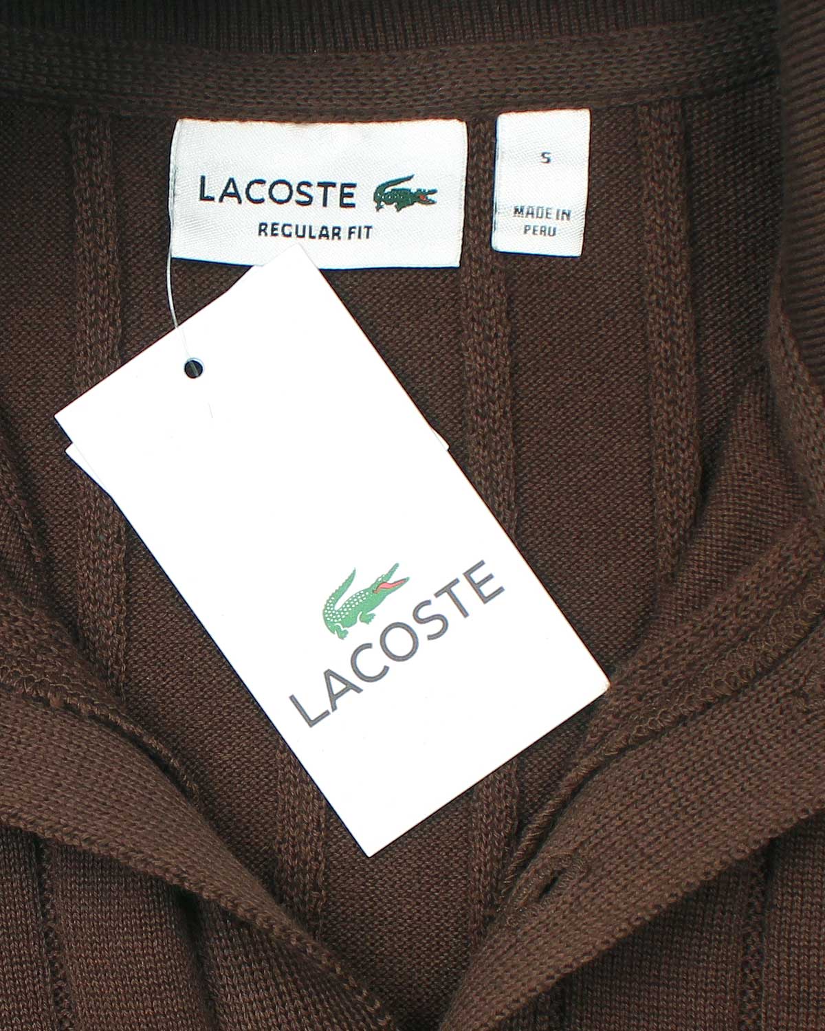 Iconic Lac. Knitted Polo Shirt - Brown