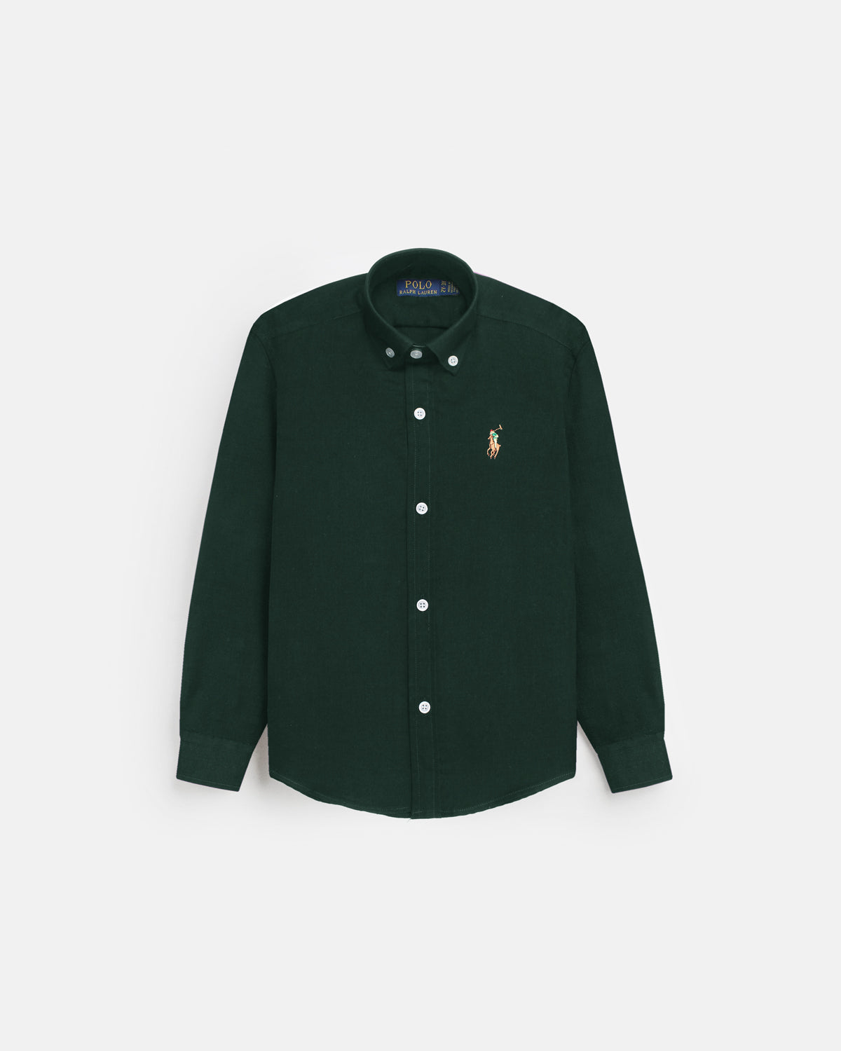 Kids Button Down Oxford Shirt - Dark Green