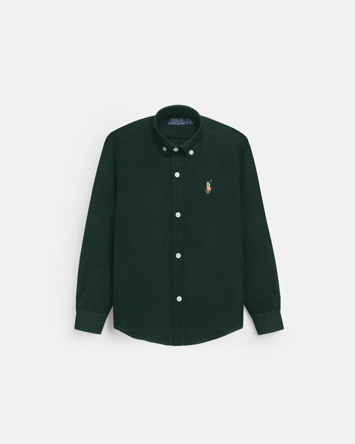 Kids Button Down Oxford Shirt - Dark Green
