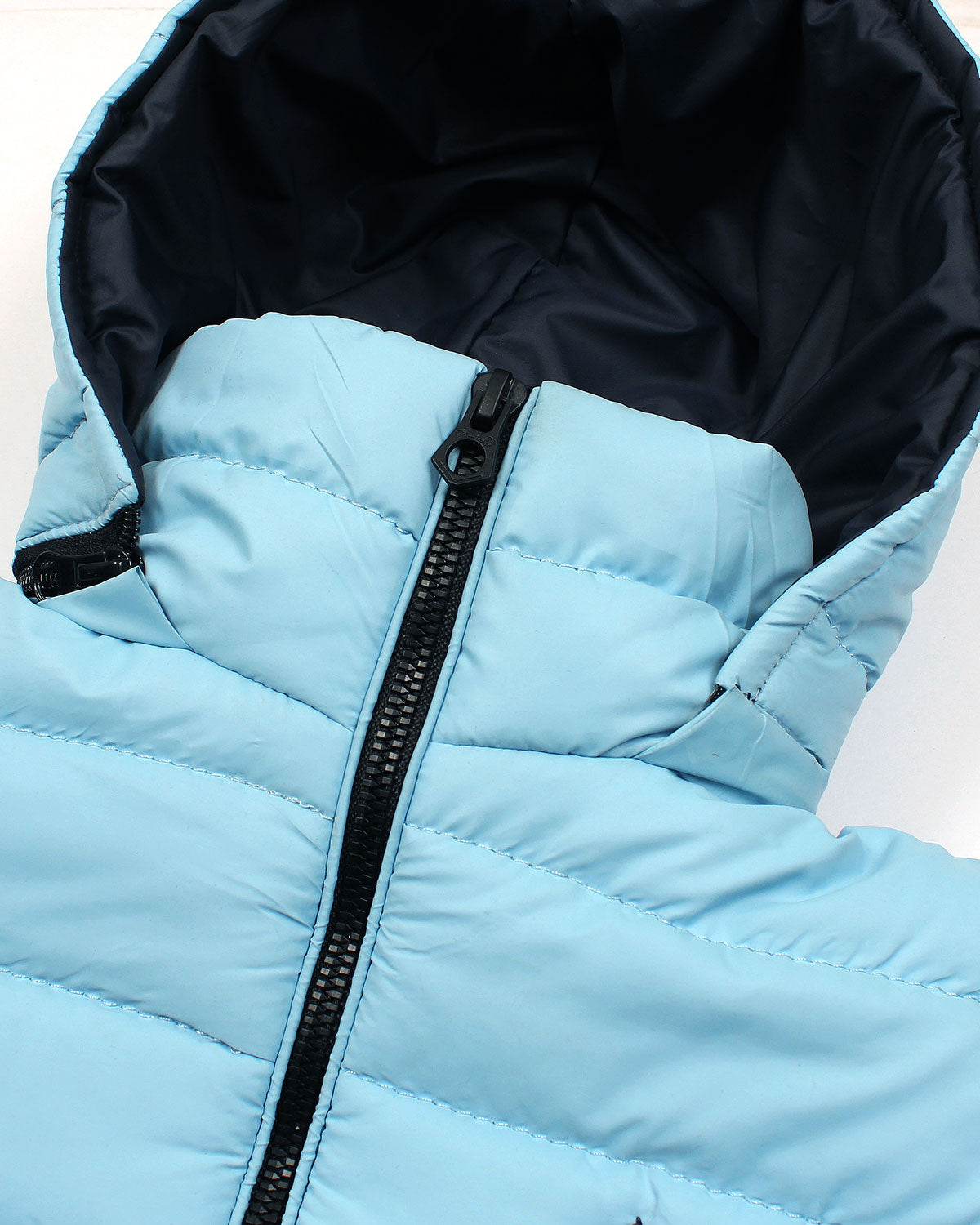 Kids Puffer Hooded R-L Jacket - Ice Blue