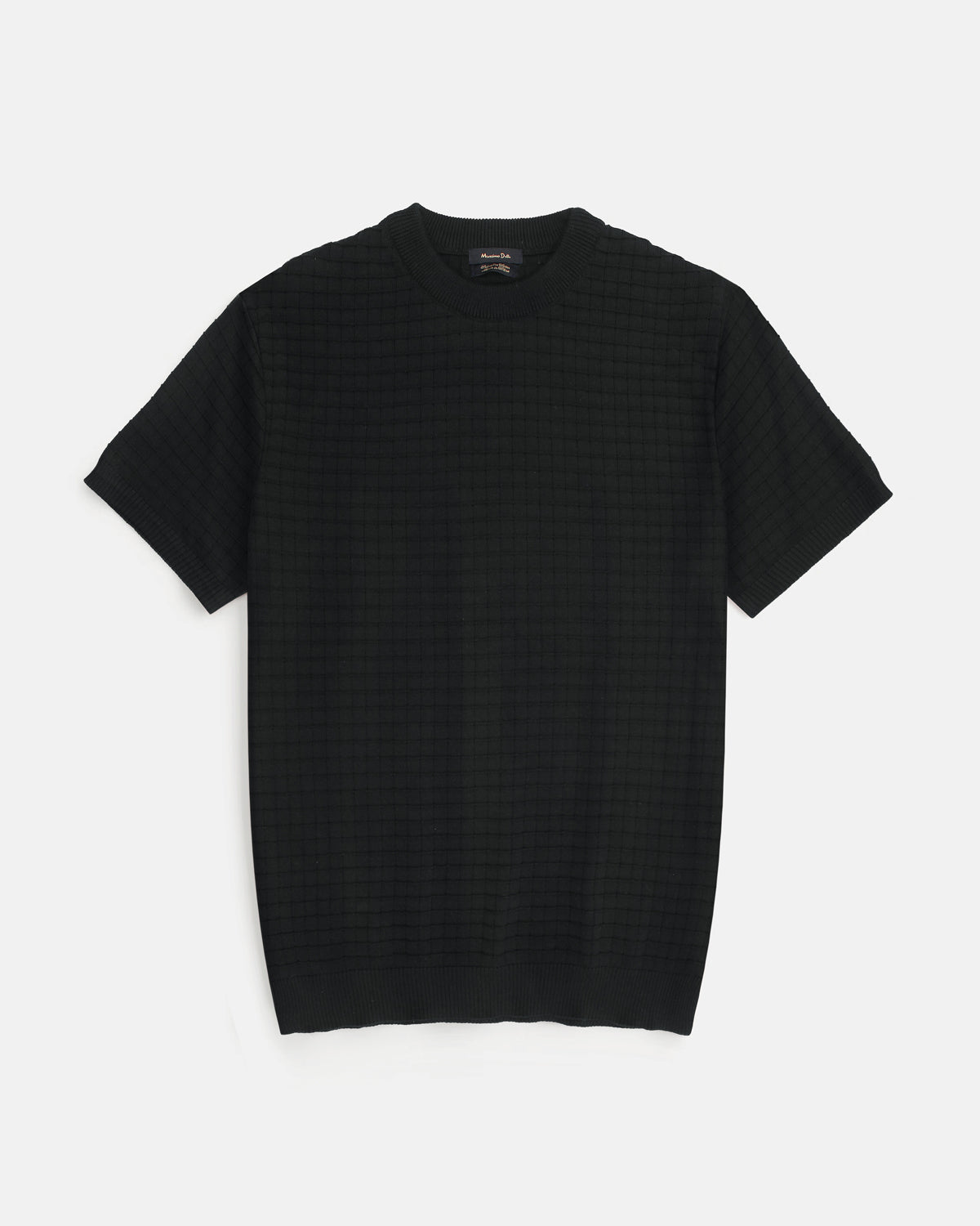 Men's Knitted Crew Neck T Shirt - Black